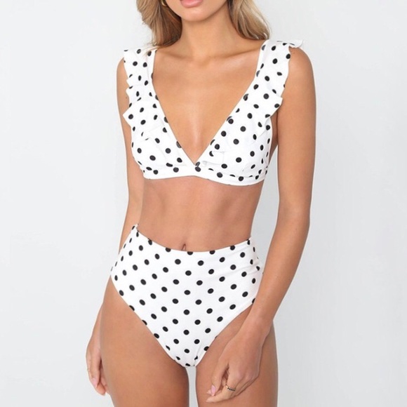 ❤️CLEARANCE❤️ polka dot high waisted ruffle bikini - Picture 6 of 8